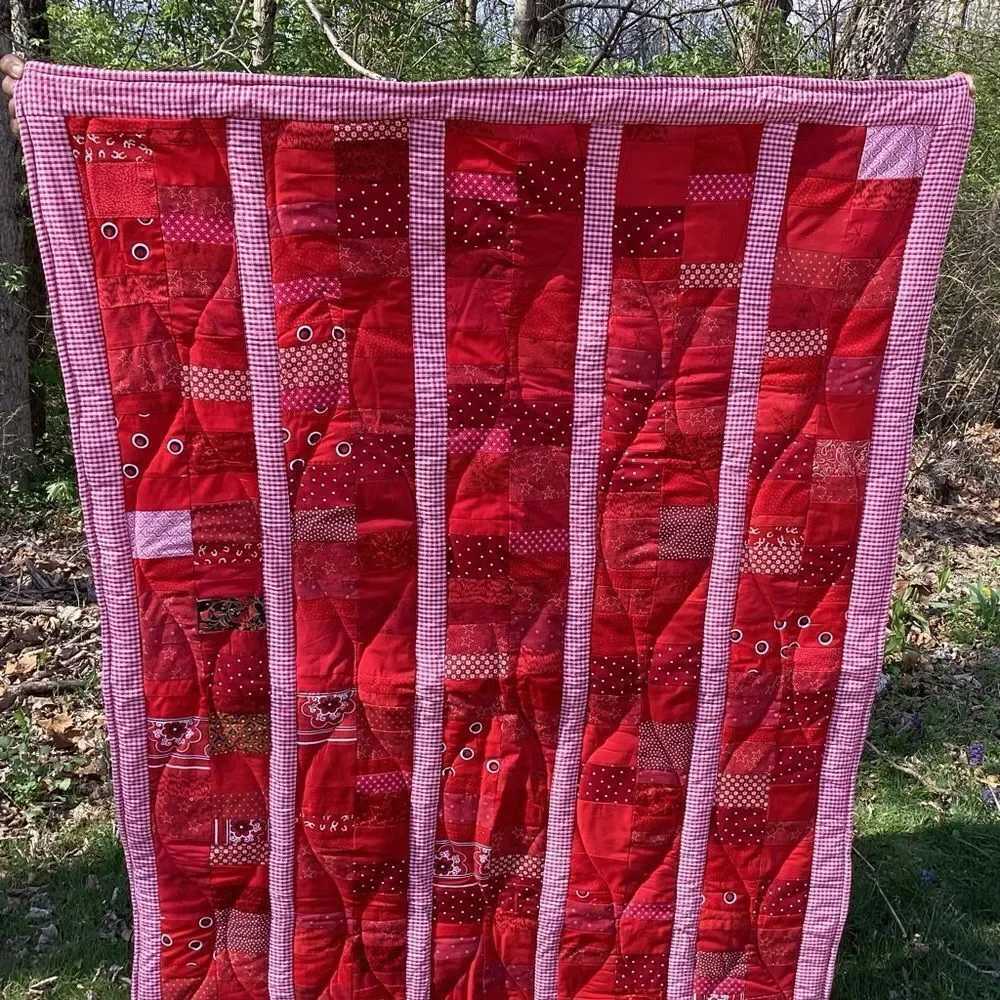 NWT Hand Crafted “Red Coins” Quilt